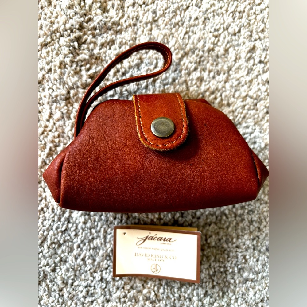 Jacara David King & Co Leather Bag Foldable Pouch Coin Purse Handmade Numbered